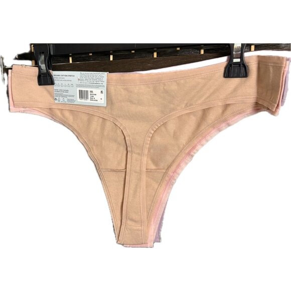 Jockey Generation XXL Logo Pink-Tan-Lilac Organic Cotton Stretch Thong Panties - Picture 3 of 8